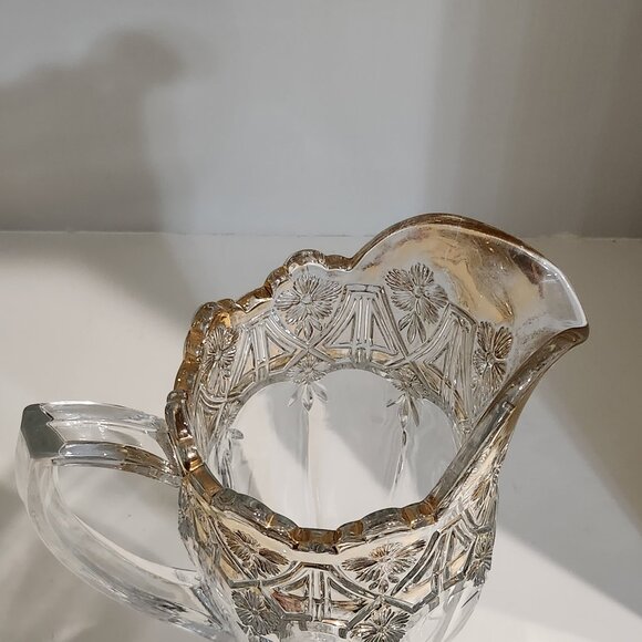U.S. Glass Co. "Athenia" EAPG 12" Pitcher With Gold Trim - Picture 9 of 10